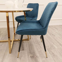 Luna Velvet Dining Chair - Scandinavian Style with Gold Tipped Legs - Available in 6 Colours - UK Luxury Furniture