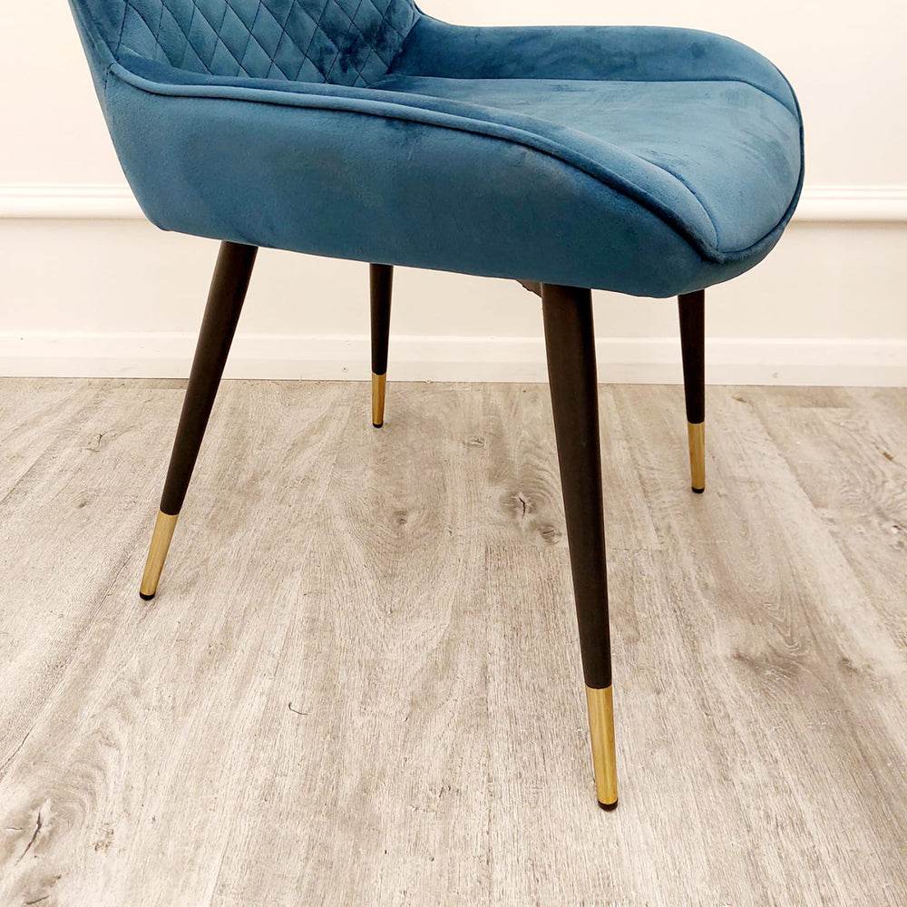 Luna Velvet Dining Chair - Scandinavian Style with Gold Tipped Legs - Available in 6 Colours - UK Luxury Furniture