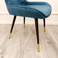 Luna Velvet Dining Chair - Scandinavian Style with Gold Tipped Legs - Available in 6 Colours - UK Luxury Furniture
