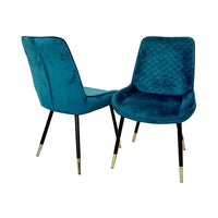 Luna Velvet Dining Chair - Scandinavian Style with Gold Tipped Legs - Available in 6 Colours - UK Luxury Furniture