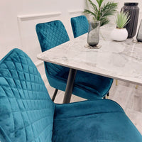 Luna Velvet Dining Chair - Scandinavian Style with Gold Tipped Legs - Available in 6 Colours - UK Luxury Furniture