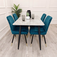 Luna Velvet Dining Chair - Scandinavian Style with Gold Tipped Legs - Available in 6 Colours - UK Luxury Furniture