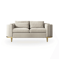 Luxury Cream Velvet Brooklyn Sofa Suite Set with Tufting and Gold Legs - UK Luxury Furniture