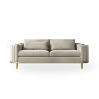 Luxury Cream Velvet Brooklyn Sofa Suite Set with Tufting and Gold Legs - UK Luxury Furniture