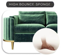Luxury Green Velvet Brooklyn Sofa Suite Sets – Elegant 1, 2, 3 Seater Designs with Gold Legs - UK Luxury Furniture