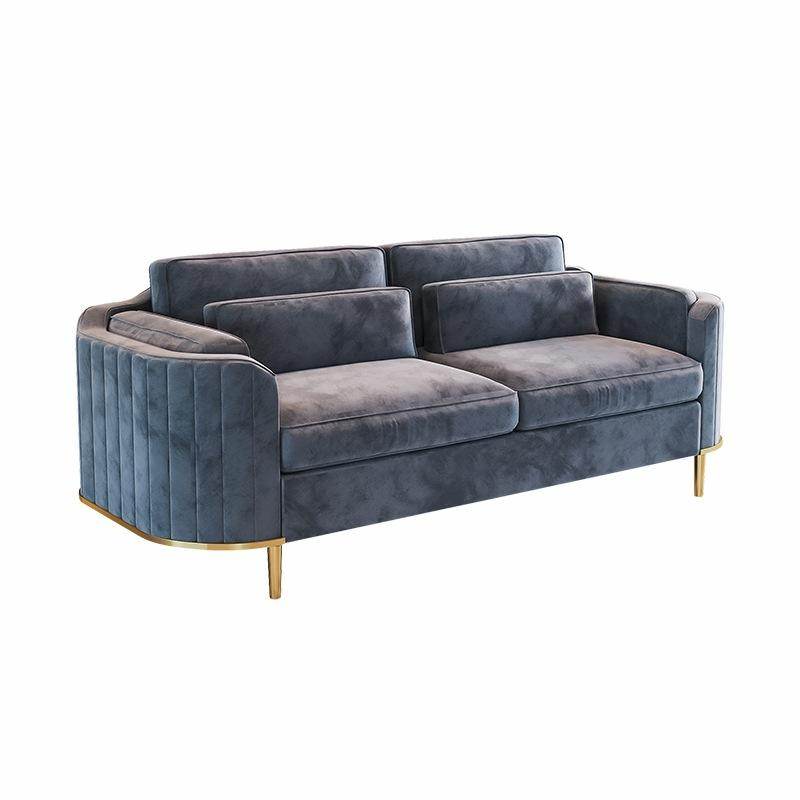 Luxury Brooklyn Sofa Suite Set in Grey Velvet - Stylish Tumbling Design with Gold Legs - UK Luxury Furniture