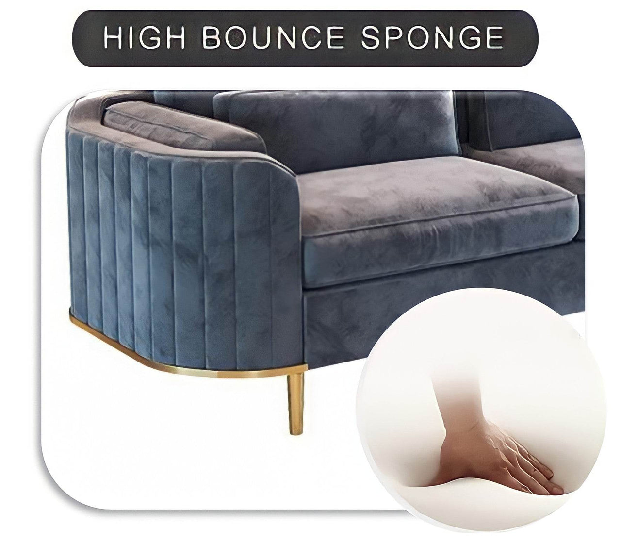 Luxury Brooklyn Sofa Suite Set in Grey Velvet - Stylish Tumbling Design with Gold Legs - UK Luxury Furniture