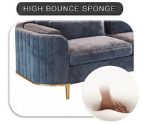 Luxury Brooklyn Sofa Suite Set in Grey Velvet - Stylish Tumbling Design with Gold Legs - UK Luxury Furniture