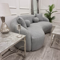 Luxury Grey Boucle 3-Seater Curved Sofa - La Concha Wave Design for Elegant Home Decoration - UK Luxury Furniture