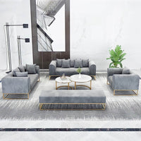 Larissa Luxury Grey Velvet Sofa Set - Timeless Italian Design with Gold Metal Legs - UK Luxury Furniture