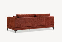 Lenox Mid Century Sofa Range In Luxurious Rust Velvet With Black Metal Legs - UK Luxury Furniture