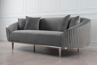 Luxury Lisbon Grey Velvet 3 Seater Sofa - Modern Design, Solid Wood Frame & Sequin Accents - UK Luxury Furniture