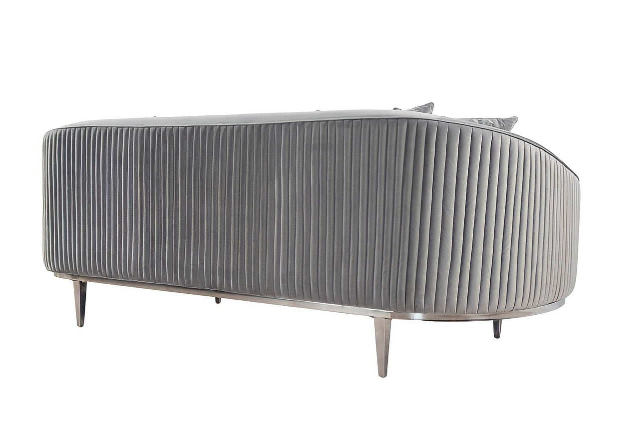 Luxury Lisbon Grey Velvet 3 Seater Sofa - Modern Design, Solid Wood Frame & Sequin Accents - UK Luxury Furniture