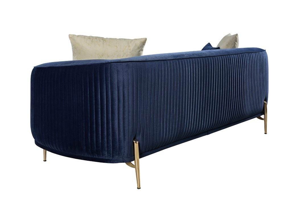 Lisbon Glam Velvet Sectional Sofa with Gold Metal Legs and Cushions - Modern Luxury Design - UK Luxury Furniture