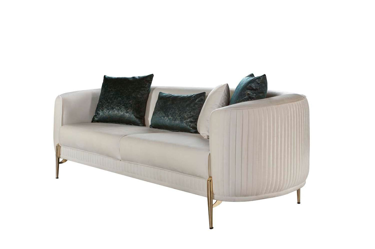 Lisbon Glam Velvet Sectional Sofa with Gold Metal Legs and Cushions - Modern Luxury Design - UK Luxury Furniture