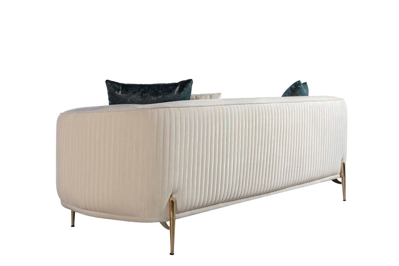 Lisbon Glam Velvet Sectional Sofa with Gold Metal Legs and Cushions - Modern Luxury Design - UK Luxury Furniture