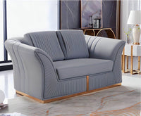 Luxury Manhattan Sofa Set in Grey Velvet - Elegant Design with Gold Metal Legs - UK Luxury Furniture