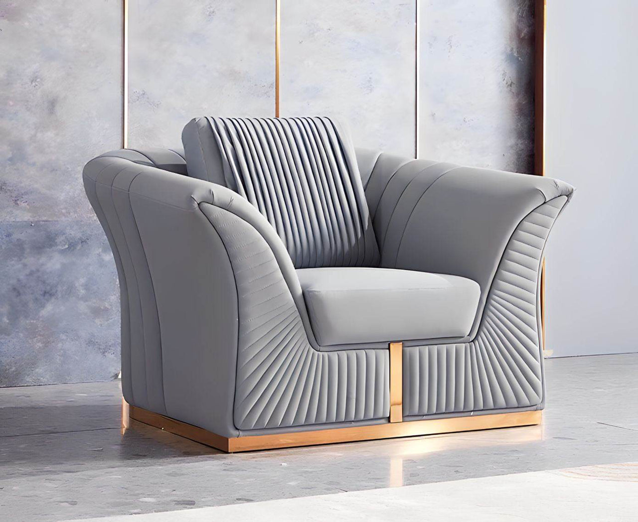 Luxury Manhattan Sofa Set in Grey Velvet - Elegant Design with Gold Metal Legs - UK Luxury Furniture