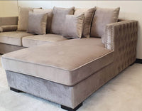 Moscow Luxury Mink Velvet Corner Settee Suite Sofa with Button Detailing & Scatter Cushions - UK Luxury Furniture