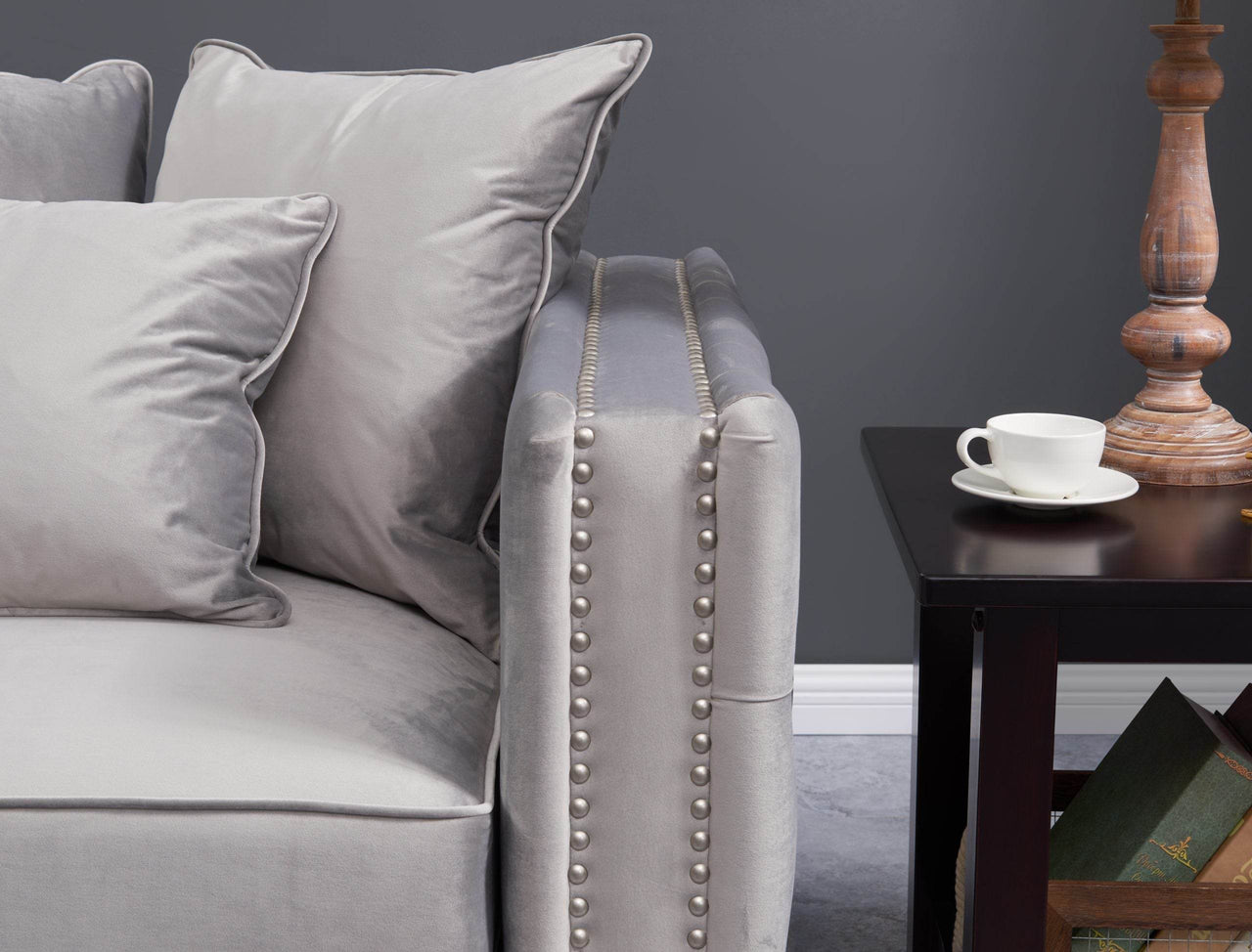 Luxury Grey Silver Velvet Moscow Sofa Sets with Deep Buttoned Chesterfield Design - UK Luxury Furniture