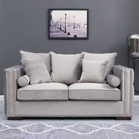 Luxury Grey Silver Velvet Moscow Sofa Sets with Deep Buttoned Chesterfield Design - UK Luxury Furniture