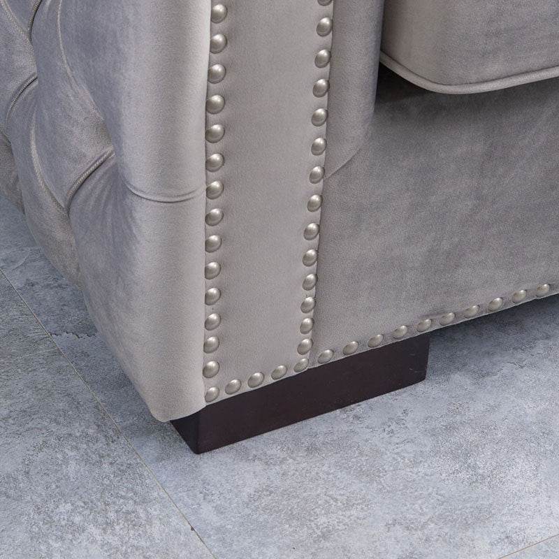 Luxury Grey Silver Velvet Moscow Sofa Sets with Deep Buttoned Chesterfield Design - UK Luxury Furniture