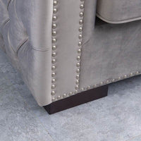 Luxury Grey Silver Velvet Moscow Sofa Sets with Deep Buttoned Chesterfield Design - UK Luxury Furniture