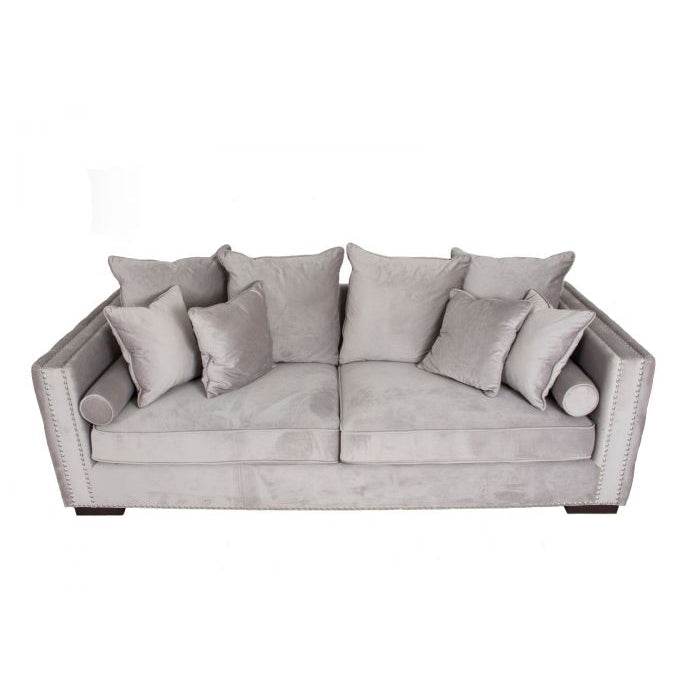 Luxury Grey Silver Velvet Moscow Sofa Sets with Deep Buttoned Chesterfield Design - UK Luxury Furniture