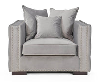 Luxury Grey Silver Velvet Moscow Sofa Sets with Deep Buttoned Chesterfield Design - UK Luxury Furniture