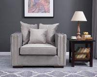 Luxury Grey Silver Velvet Moscow Sofa Sets with Deep Buttoned Chesterfield Design - UK Luxury Furniture