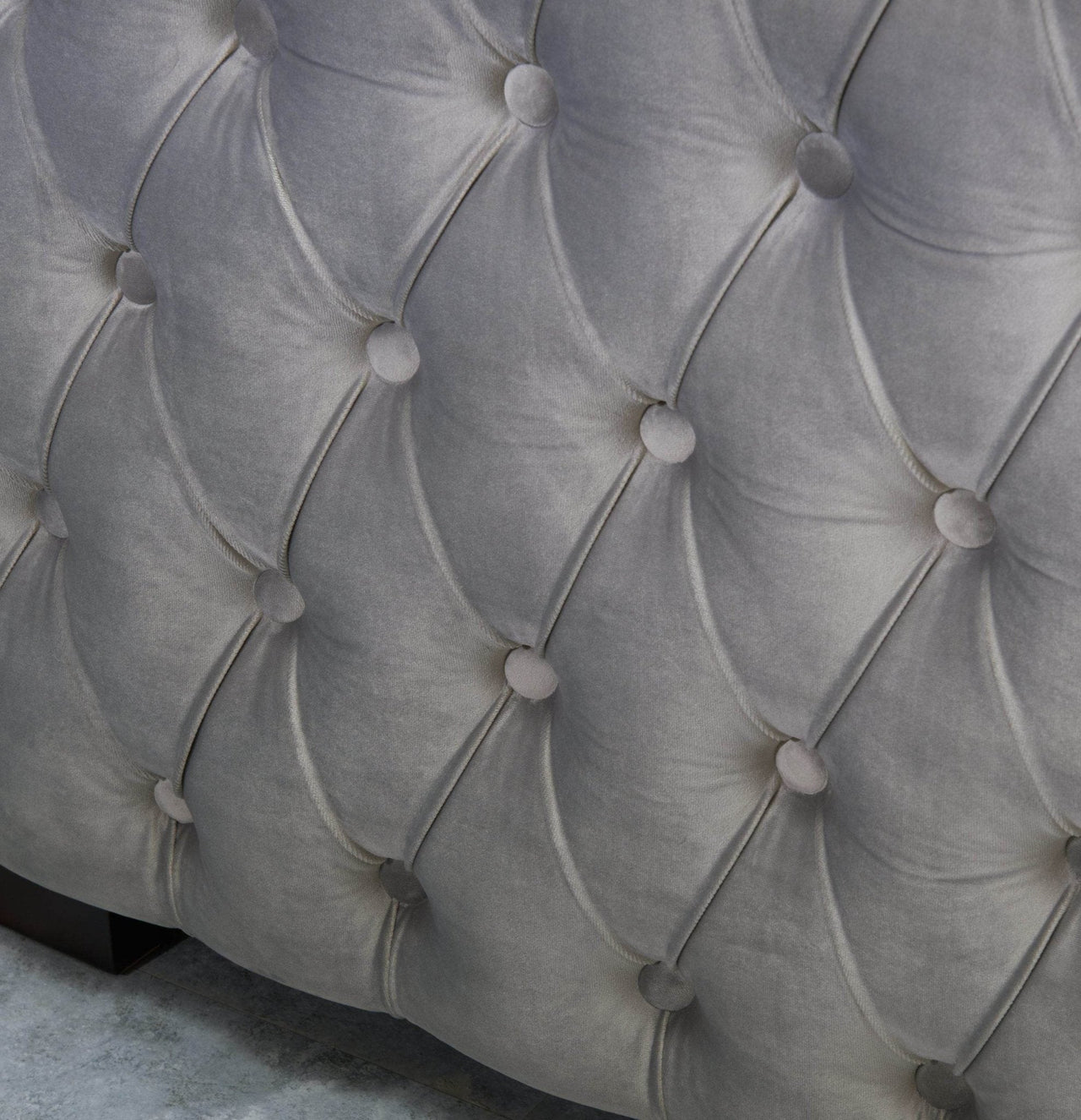 Luxury Grey Silver Velvet Moscow Sofa Sets with Deep Buttoned Chesterfield Design - UK Luxury Furniture