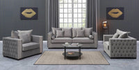 Luxury Grey Silver Velvet Moscow Sofa Sets with Deep Buttoned Chesterfield Design - UK Luxury Furniture