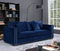 Luxurious Moscow Sofa Sets in Navy Blue Velvet with Chesterfield Detailing – 1, 2 or 3 Seater Options - UK Luxury Furniture