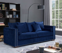 Luxurious Moscow Sofa Sets in Navy Blue Velvet with Chesterfield Detailing – 1, 2 or 3 Seater Options - UK Luxury Furniture