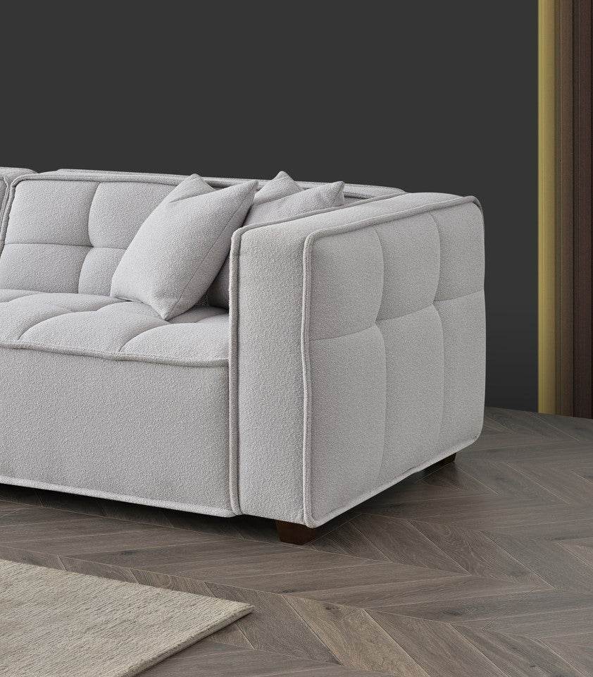 Murray 3-Seater Sofa In Luxurious Putty Boucle Fabric - Contemporary Chesterfield Design - UK Luxury Furniture
