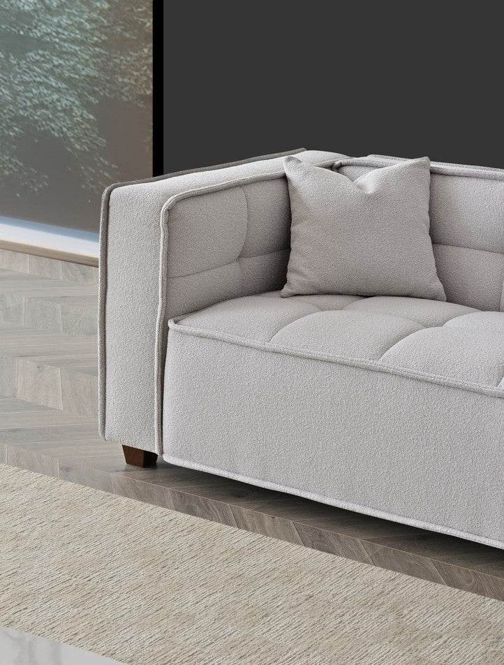 Murray 3-Seater Sofa In Luxurious Putty Boucle Fabric - Contemporary Chesterfield Design - UK Luxury Furniture