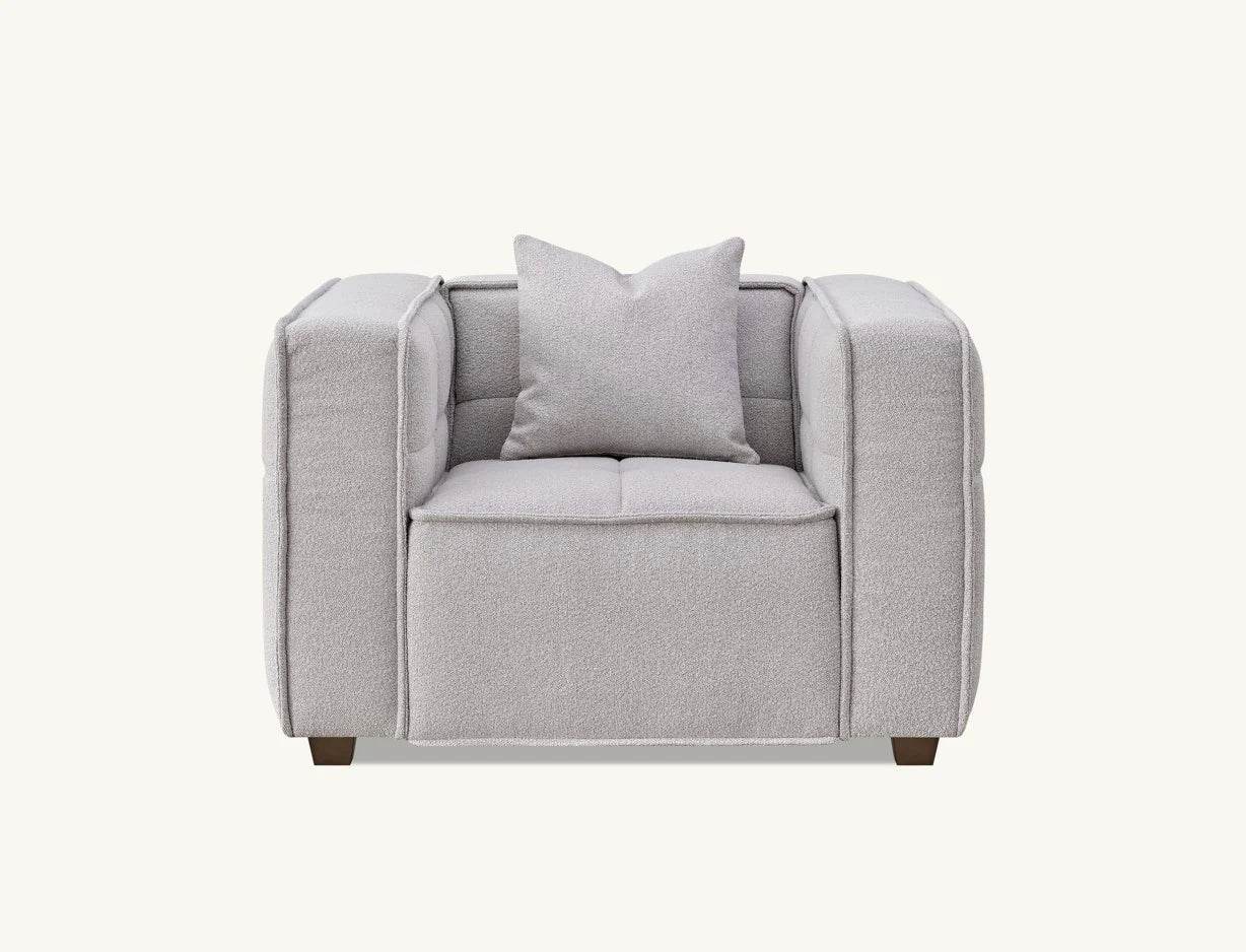 Murray 3-Seater Sofa In Luxurious Putty Boucle Fabric - Contemporary Chesterfield Design - UK Luxury Furniture