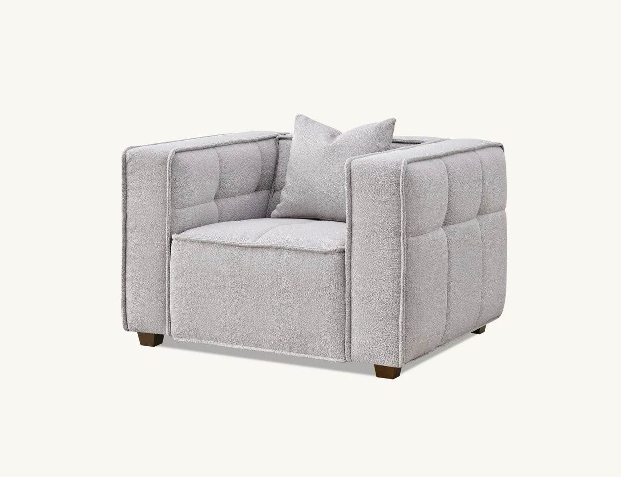 Murray 3-Seater Sofa In Luxurious Putty Boucle Fabric - Contemporary Chesterfield Design - UK Luxury Furniture