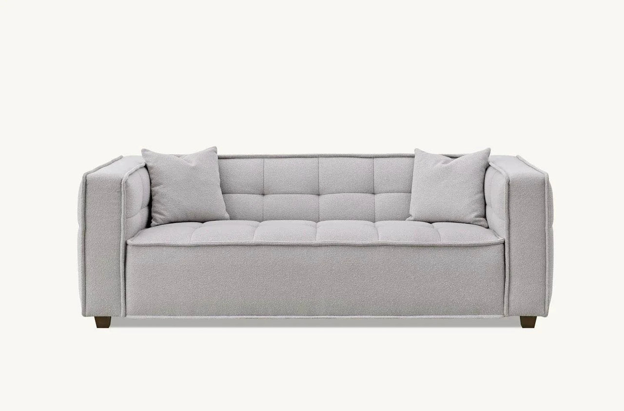 Murray 3-Seater Sofa In Luxurious Putty Boucle Fabric - Contemporary Chesterfield Design - UK Luxury Furniture