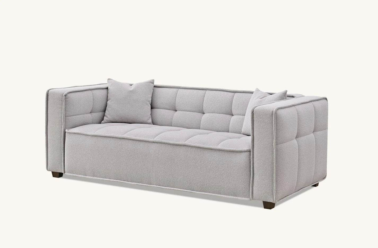 Murray 3-Seater Sofa In Luxurious Putty Boucle Fabric - Contemporary Chesterfield Design - UK Luxury Furniture