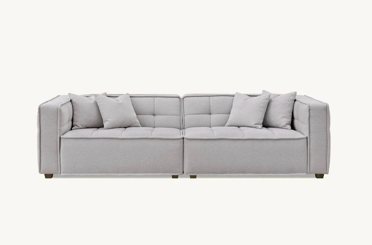 Murray 3-Seater Sofa In Luxurious Putty Boucle Fabric - Contemporary Chesterfield Design - UK Luxury Furniture
