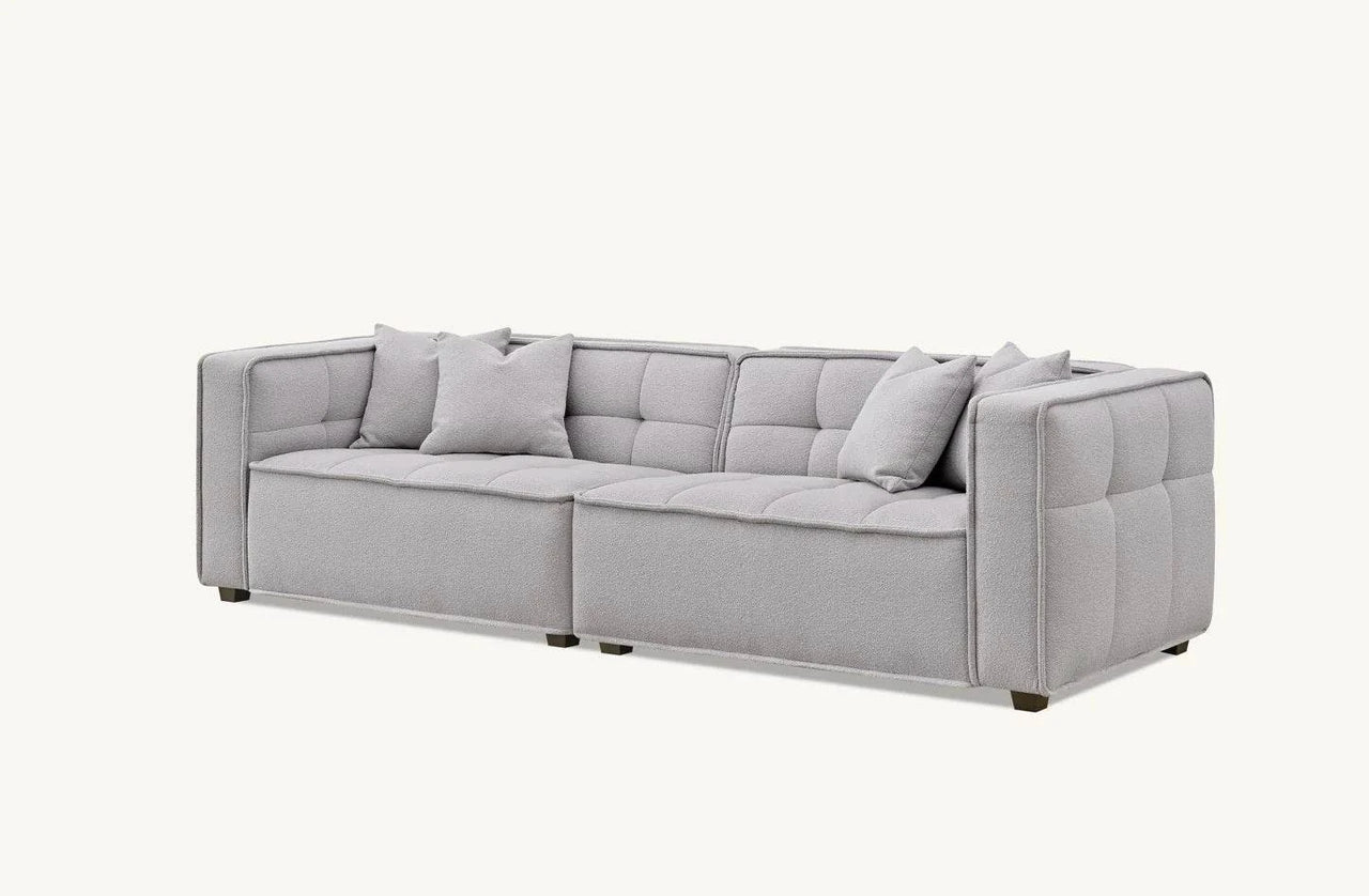 Murray 3-Seater Sofa In Luxurious Putty Boucle Fabric - Contemporary Chesterfield Design - UK Luxury Furniture