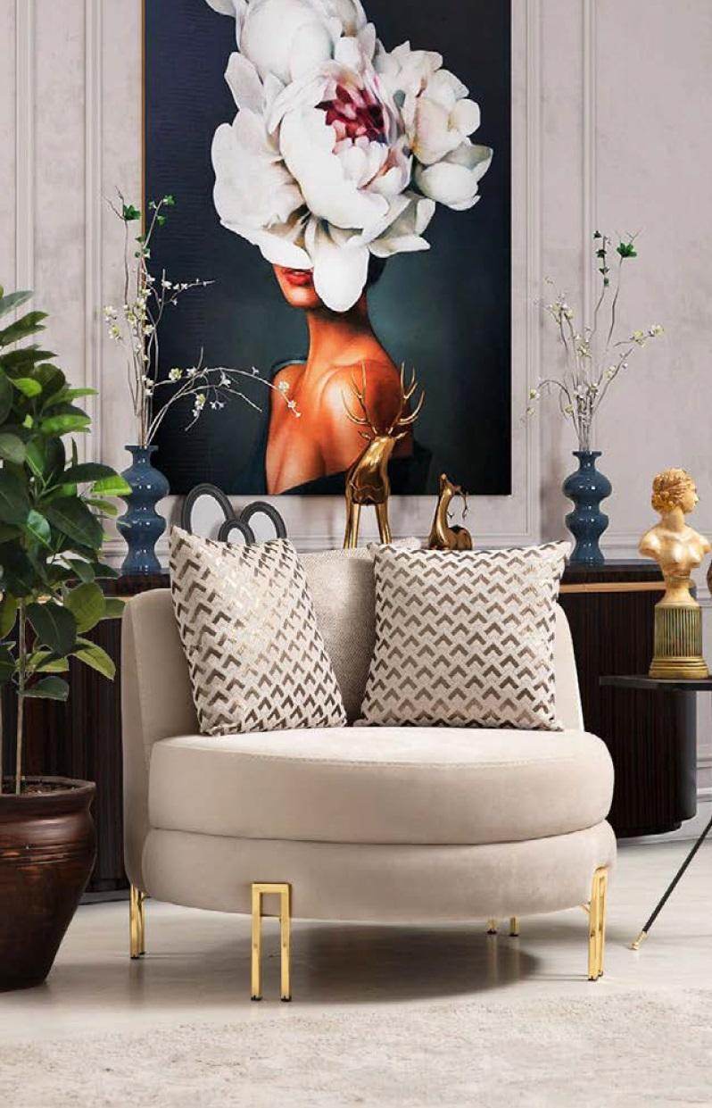 Sydney Luxury Sofa Suite Set in Cream Velvet with Exquisite Metal Detailing - UK Luxury Furniture