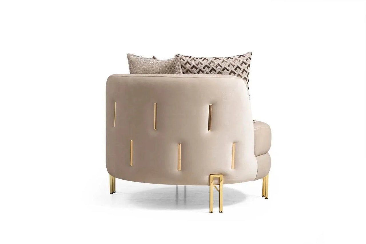 Sydney Luxury Sofa Suite Set in Cream Velvet with Exquisite Metal Detailing - UK Luxury Furniture