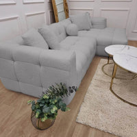 Luxury Grey Boucle Corner Sofa - Elegant Bubble Design with Floating Legs - UK Luxury Furniture