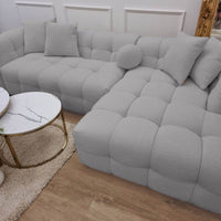 Luxury Grey Boucle Corner Sofa - Elegant Bubble Design with Floating Legs - UK Luxury Furniture