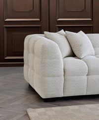 Bubble Boucle Corner Sofa - Luxury Ivory Upholstery, Timeless Chesterfield Design - UK Luxury Furniture