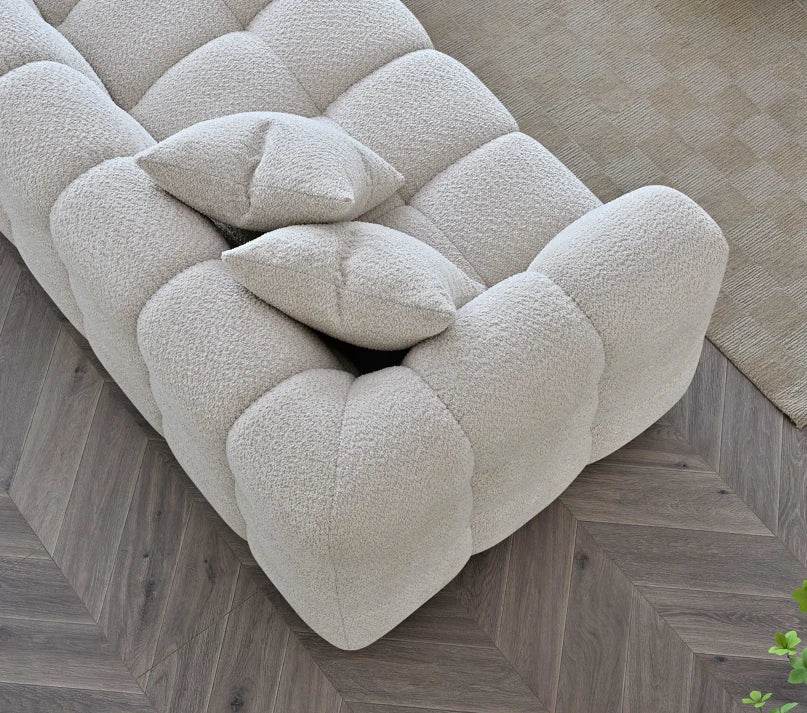 Bubble Boucle Corner Sofa - Luxury Ivory Upholstery, Timeless Chesterfield Design - UK Luxury Furniture