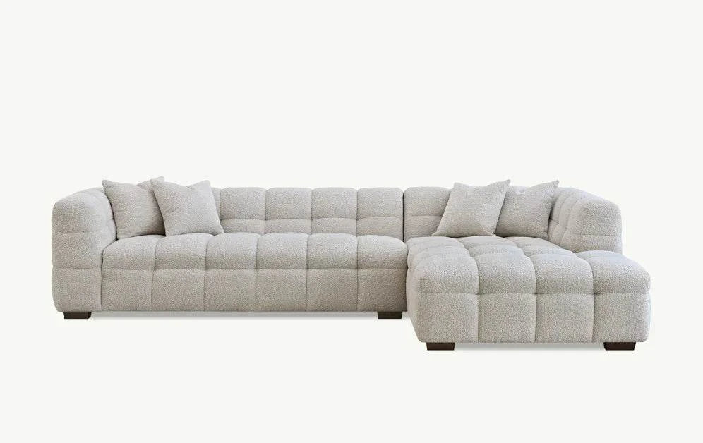 Bubble Boucle Corner Sofa - Luxury Ivory Upholstery, Timeless Chesterfield Design - UK Luxury Furniture