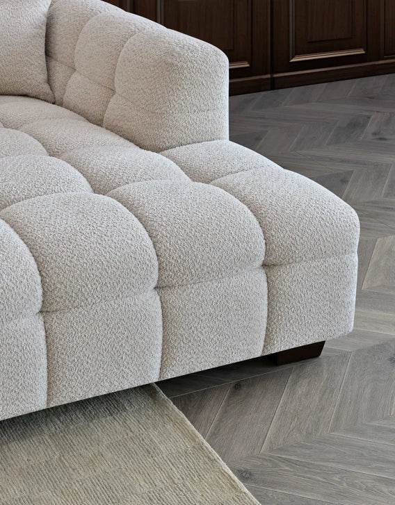 Bubble Boucle Corner Sofa - Luxury Ivory Upholstery, Timeless Chesterfield Design - UK Luxury Furniture